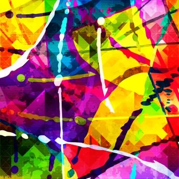 Geometric abstract color pattern in graffiti style. Quality vector illustrati Stock Illustration