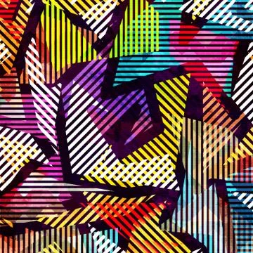 Geometric abstract color pattern in graffiti style. Quality vector illustrati 스톡 일러스트