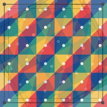 Geometric abstract colorful pattern with dots and grid lines on white backg.. 스톡 일러스트