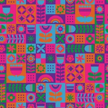 Geometric abstract colorful seamless pattern. Repeatable minimalism pattern.. イラスト素材