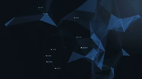 Geometric abstract composition with dots, lines, triangles, depth of field and Stock Footage 79196275