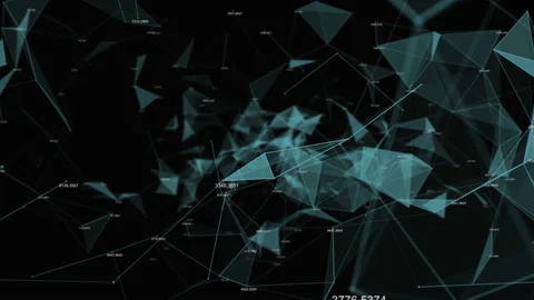 Geometric abstract composition with dots, lines, triangles, depth of field and Stock Footage 235422201