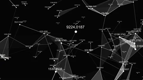 Geometric abstract composition with dots, lines, triangles, depth of field and Vídeo Stock 235673889