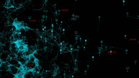 Geometric abstract composition with dots, lines, triangles, depth of field and Stock Footage 237744851