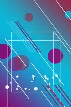 Geometric abstract composition with floating circles, diagonal bars, and gl.. Illustrazione stock