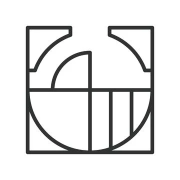 Geometric abstract composition, icon in line design. geometric, abstract Illustration
