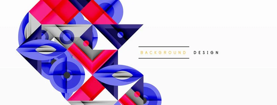 Geometric abstract composition with intersecting shapes, circles, triangles.. Stock Illustration