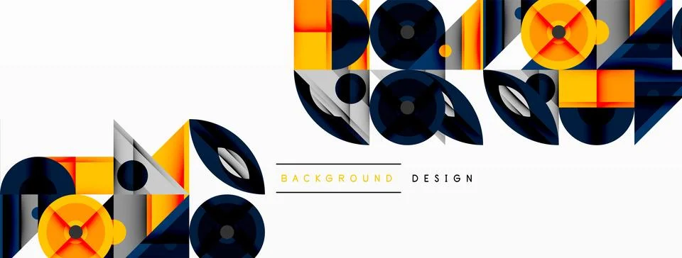 Geometric abstract composition with intersecting shapes, circles, triangles.. Stock Illustration