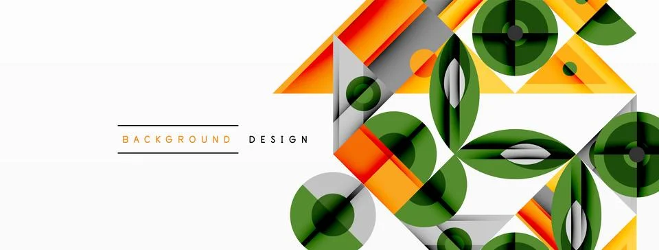 Geometric abstract composition with intersecting shapes, circles, triangles.. Stock Illustration