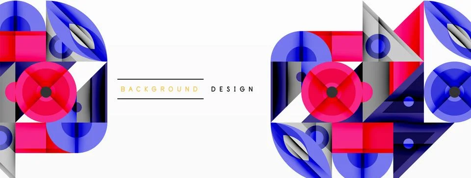 Geometric abstract composition with intersecting shapes, circles, triangles.. 스톡 일러스트