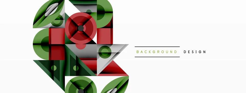 Geometric abstract composition with intersecting shapes, circles, triangles.. Stock Illustration