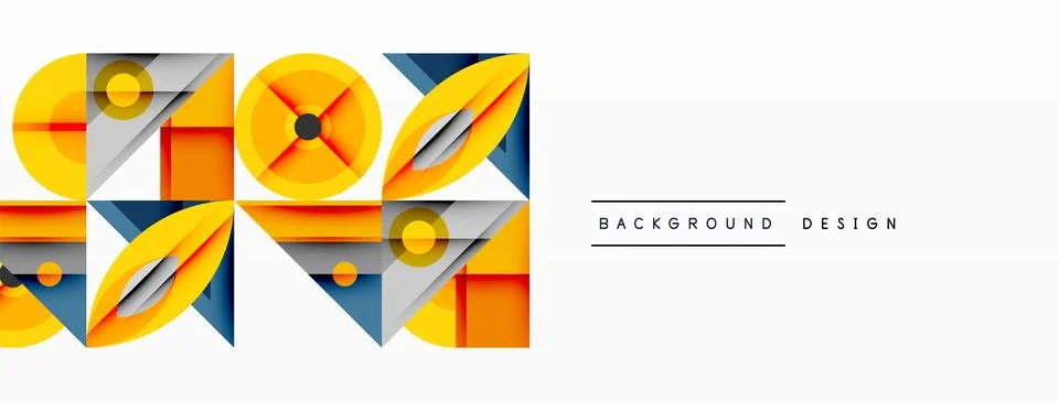 Geometric abstract composition with intersecting shapes, circles, triangles.. Stock Illustration