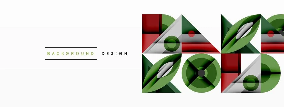 Geometric abstract composition with intersecting shapes, circles, triangles.. Stock Illustration