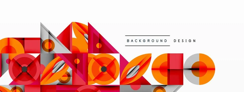 Geometric abstract composition with intersecting shapes, circles, triangles.. Stock Illustration