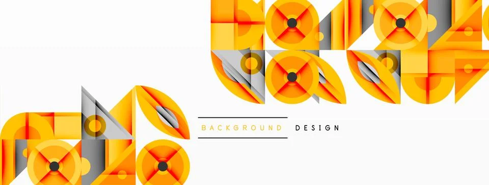 Geometric abstract composition with intersecting shapes, circles, triangles.. Stock Illustration