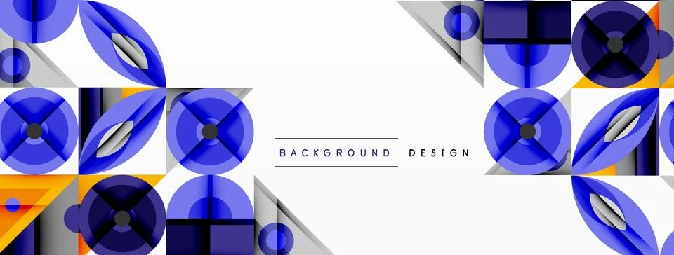 Geometric abstract composition with intersecting shapes, circles, triangles.. 스톡 일러스트