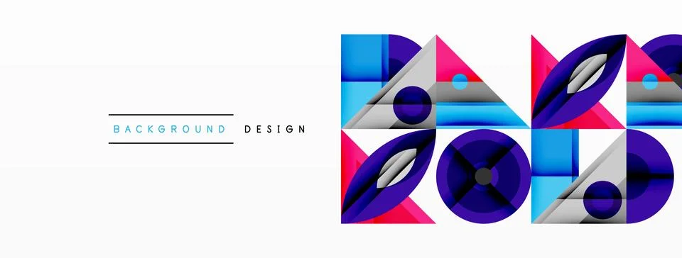 Geometric abstract composition with intersecting shapes, circles, triangles.. 스톡 일러스트