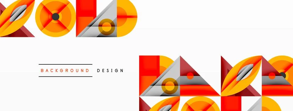 Geometric abstract composition with intersecting shapes, circles, triangles.. Stock Illustration