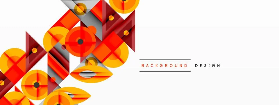 Geometric abstract composition with intersecting shapes, circles, triangles.. Stock Illustration