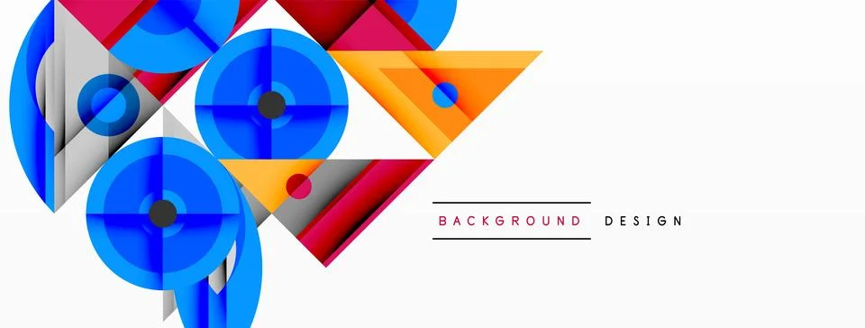 Geometric abstract composition with intersecting shapes, circles, triangles.. Stock Illustration