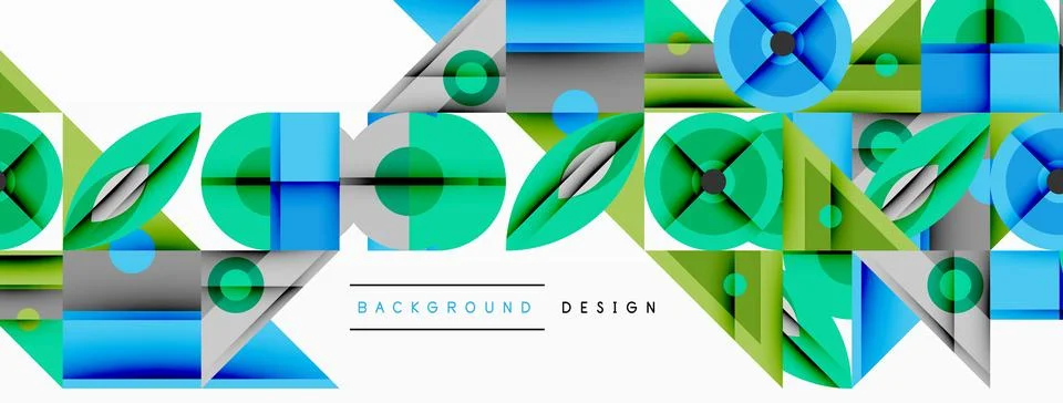 Geometric abstract composition with intersecting shapes, circles, triangles.. 스톡 일러스트