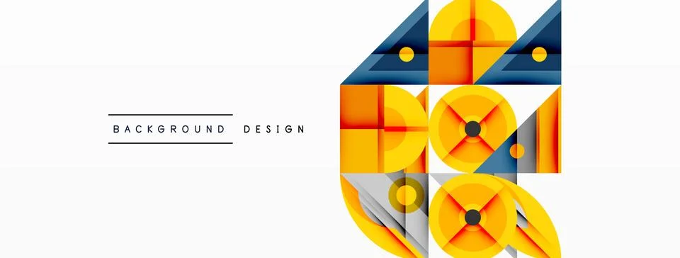 Geometric abstract composition with intersecting shapes, circles, triangles.. Stock Illustration