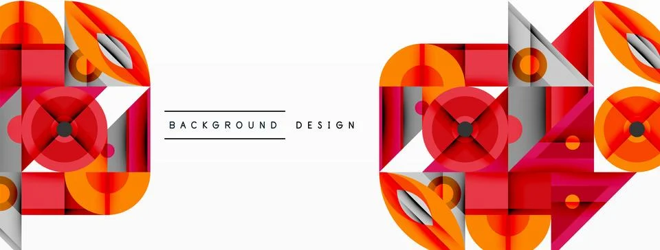 Geometric abstract composition with intersecting shapes, circles, triangles.. Stock Illustration