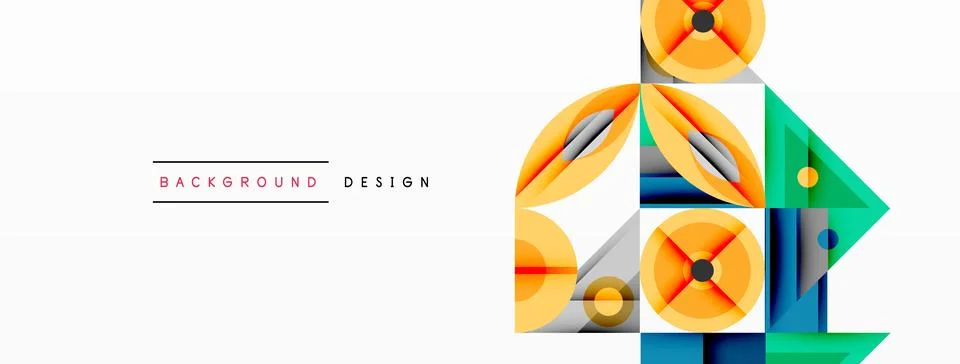 Geometric abstract composition with intersecting shapes, circles, triangles, and 스톡 일러스트