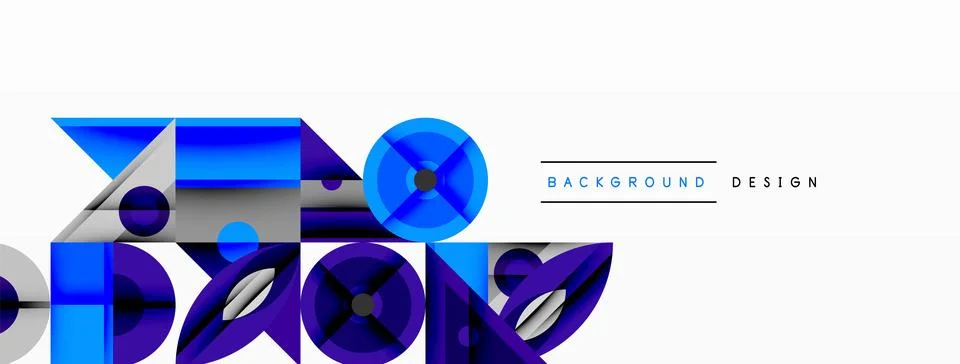 Geometric abstract composition with intersecting shapes, circles, triangles.. Stock Illustration