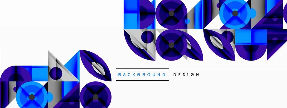 Geometric abstract composition with intersecting shapes, circles, triangles.. 스톡 일러스트