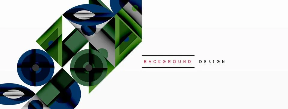 Geometric abstract composition with intersecting shapes, circles, triangles.. 스톡 일러스트