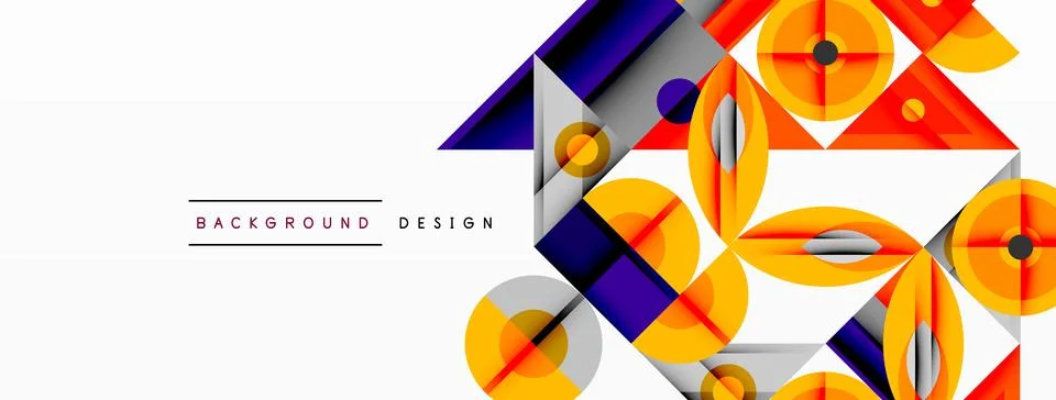 Geometric abstract composition with intersecting shapes, circles, triangles.. Stock Illustration