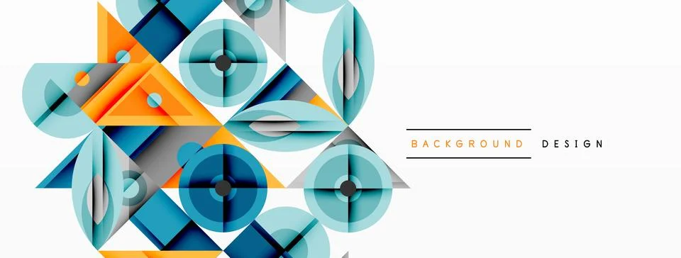 Geometric abstract composition with intersecting shapes, circles, triangles.. 스톡 일러스트