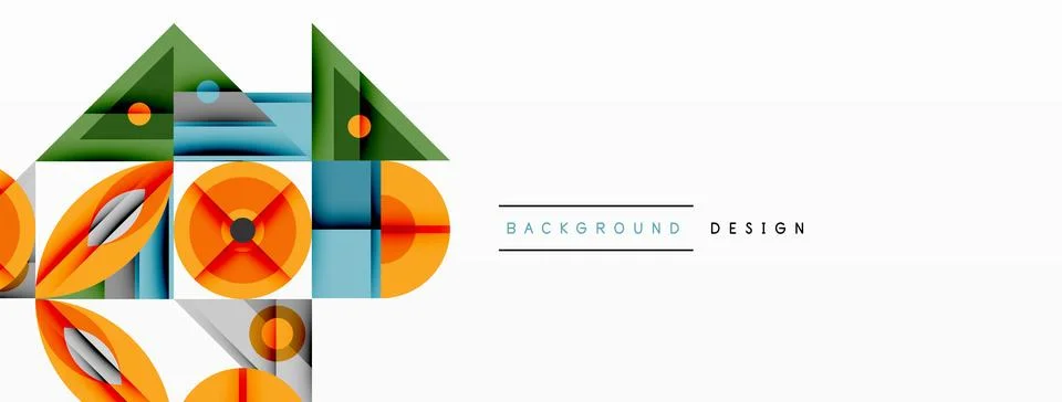 Geometric abstract composition with intersecting shapes, circles, triangles.. 스톡 일러스트