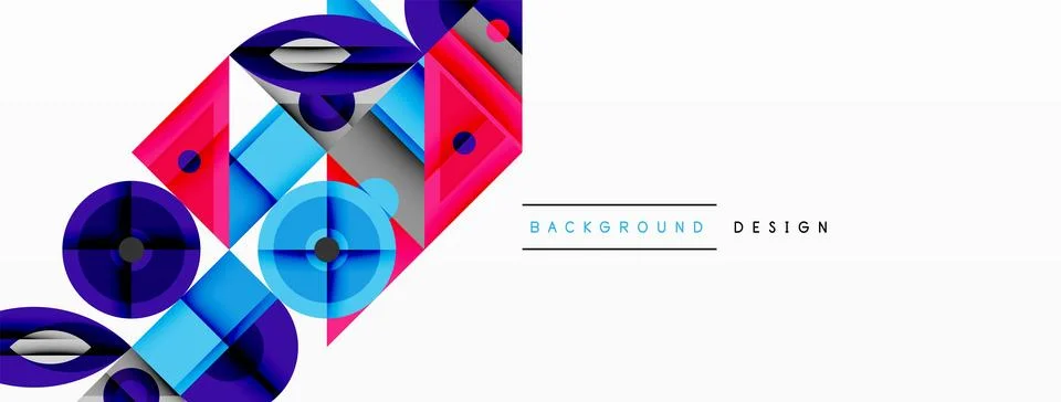Geometric abstract composition with intersecting shapes, circles, triangles.. Stock Illustration
