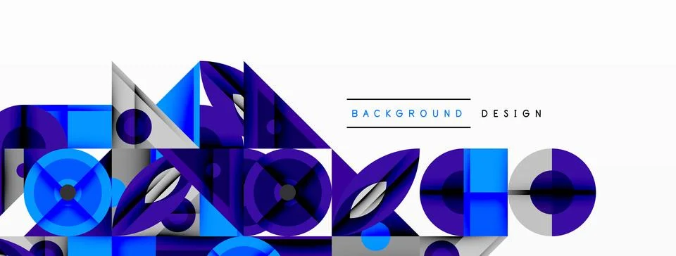 Geometric abstract composition with intersecting shapes, circles, triangles.. Stock Illustration