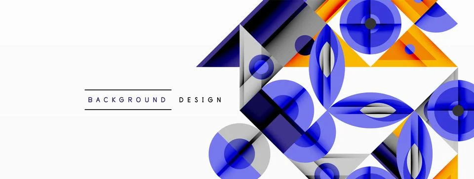 Geometric abstract composition with intersecting shapes, circles, triangles.. Stock Illustration