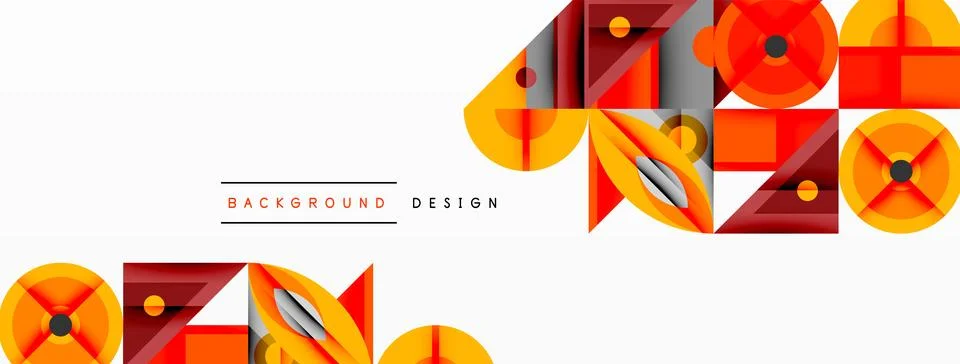 Geometric abstract composition with intersecting shapes, circles, triangles.. Stock Illustration