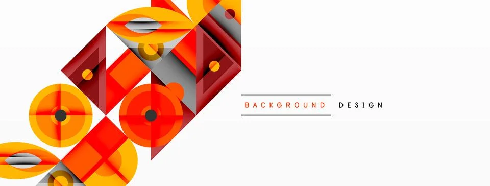 Geometric abstract composition with intersecting shapes, circles, triangles.. Stock Illustration