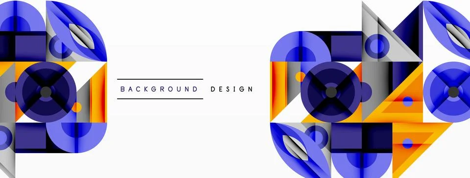 Geometric abstract composition with intersecting shapes, circles, triangles.. Stock Illustration