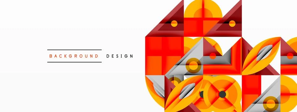 Geometric abstract composition with intersecting shapes, circles, triangles.. Stock Illustration