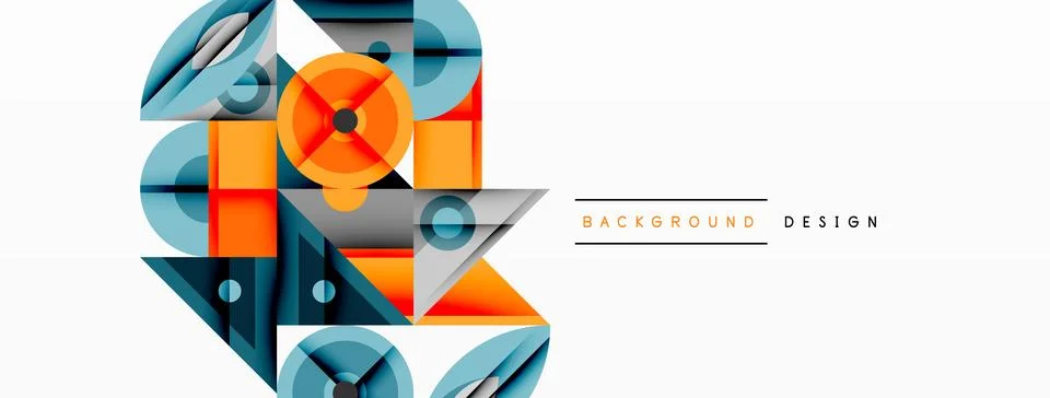 Geometric abstract composition with intersecting shapes, circles, triangles.. 스톡 일러스트