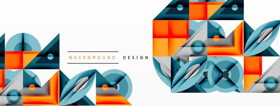 Geometric abstract composition with intersecting shapes, circles, triangles.. 스톡 일러스트