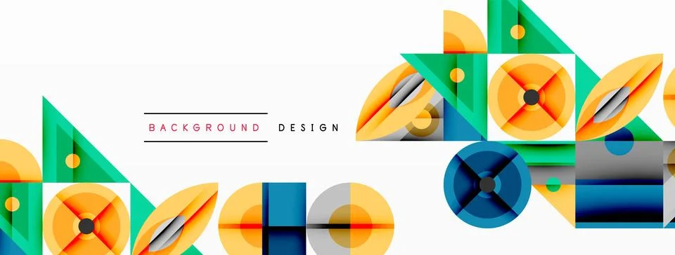 Geometric abstract composition with intersecting shapes, circles, triangles.. Stock Illustration