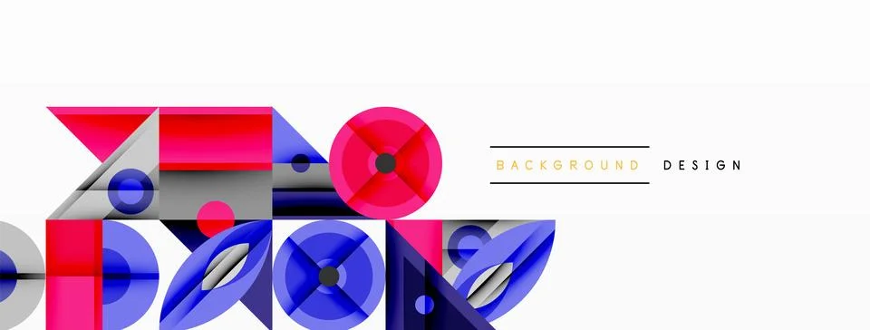 Geometric abstract composition with intersecting shapes, circles, triangles.. Stock Illustration