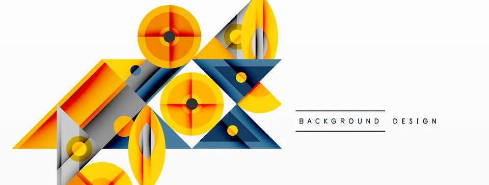 Geometric abstract composition with intersecting shapes, circles, triangles.. Stock Illustration