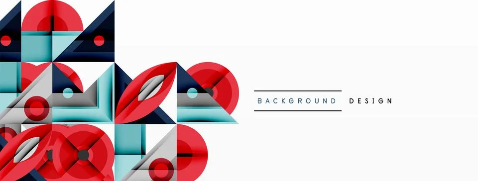 Geometric abstract composition with intersecting shapes, circles, triangles.. Stock Illustration