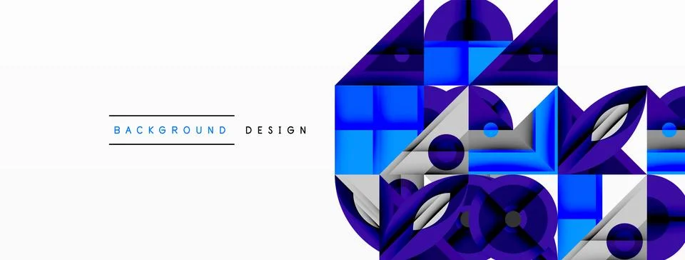 Geometric abstract composition with intersecting shapes, circles, triangles, and 스톡 일러스트