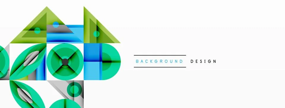 Geometric abstract composition with intersecting shapes, circles, triangles, and 스톡 일러스트