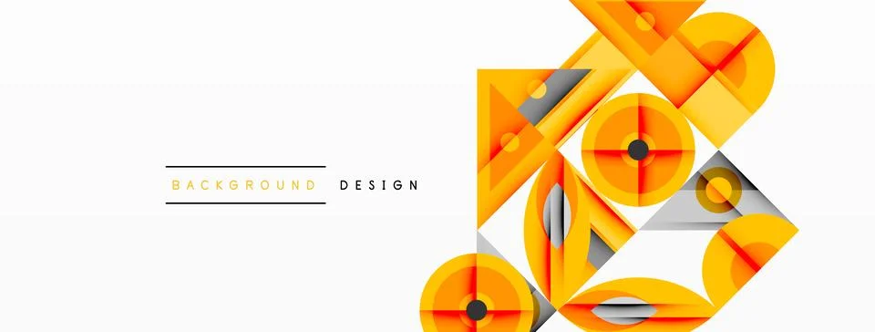 Geometric abstract composition with intersecting shapes, circles, triangles, and 스톡 일러스트